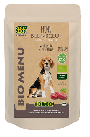 Biofood Organic Dog Beef Menu Pouch 15X150 GR (15 pieces)