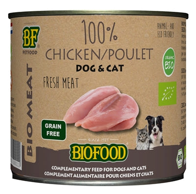 Biofood Organic Cat 100% Chicken Tin 12X200 GR (12 pieces)