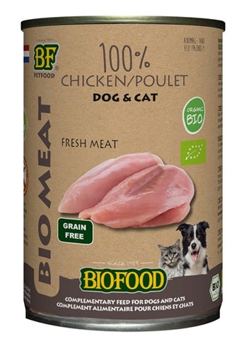 Biofood Organic Dog 100% Chicken Tin 12X400 GR (12 pieces)