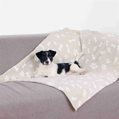 Trixie Couverture pour chien Kenny polaire os/pattes beige 75 x 50 cm
