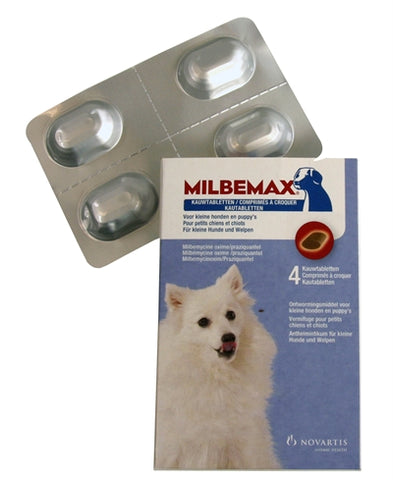 Milbemax Kauwtablet Ontworming Kleine Hond/Puppy 4 TABLETTEN
