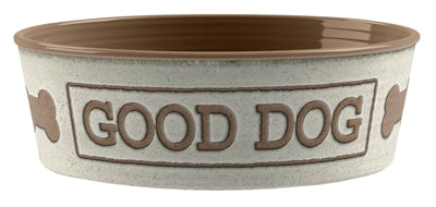 Tarhong Food Bowl Good Dog Melamine White Taupe 17X17X6 CM 950 ML