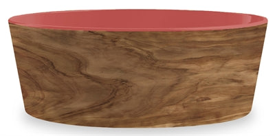 Tarhong Pet Bowl Dog Olive Melamine Wood Print / Sienna Pink 15.5X15.5X5.5 CM 700 ML