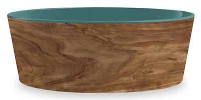 Tarhong Food Bowl Dog Olive Melamine Wood Print / Teal Sea Green 15.5X15.5X5.5 CM 700 ML