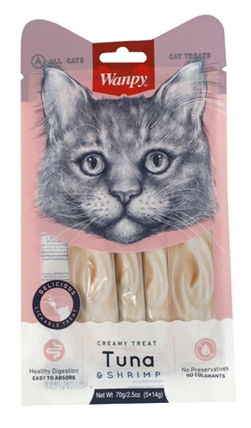 Wanpy Friandises Crémeuses À Lécher Thon / Crevettes 14 GR 5 PCS