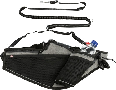 Trixie Jogging Belt With Leash Gray / Black 115-150X2 CM / 70-130X23 CM