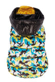 Croci Dog Coat Reversible Kinky Camouflage Yellow / Black / Blue