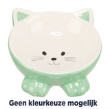 Trixie Voerbak / Drinkbak Kattenkop Verhoogd Keramiek Assorti 14 CM 150 ML