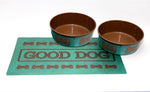 Tarhong Good Dog Set 2 Bols Imprimé Turquoise / Set de Table 18 CM 1890 ML / 49X29 CM