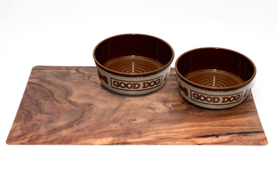 Tarhong Good Dog Set 2 Bowls Taupe / Placemat Olive 17 CM 950 ML / 49X29 CM