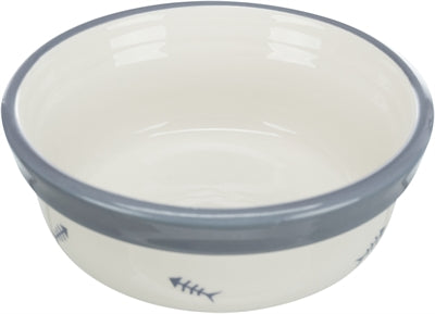 Trixie Food Bowl Drinking Bowl Ceramic White / Blue Gray 12 CM 300 ML