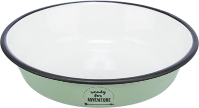 Trixie Food/Water Bowl Flat Enamel / Stainless Steel Green 12X12 CM 200 ML