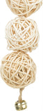 Trixie 3 Boules Rotin Avec Cloche Sur Corde Naturel 24 CM