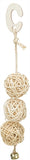 Trixie 3 Boules Rotin Avec Cloche Sur Corde Naturel 24 CM