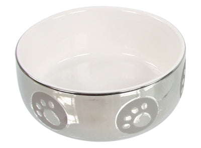 Unbranded Cat Food Bowl Royal Silver/White 11 CM