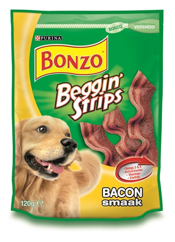 Bonzo Beggin' Strips Bacon 6X120 GR (6 stuks)