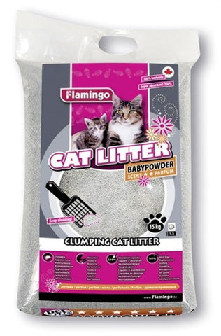 Flamingo Cat Litter With Baby Powder Fragrance 15 KG